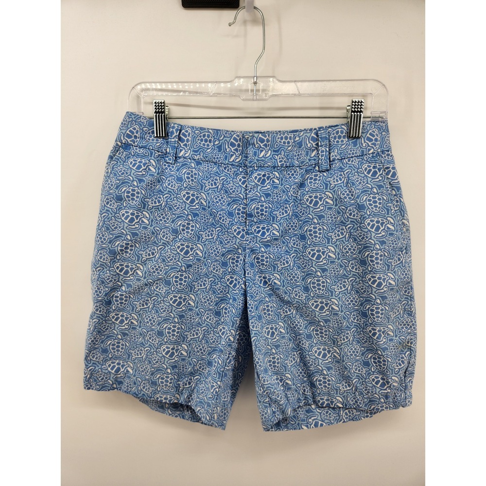 Vineyard Vines Women's Shorts Size 4 Turtle Print Blue White Casual